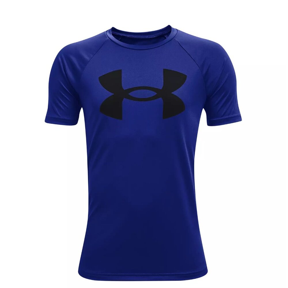 Boys Royal Blue Under Armour Big Logo Tech Graphic Tee (M)